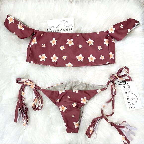 Nirvanic Kehlani Top & Kaia Bottom Plumeria Clay Swim Set Women’s Size XS $162 - Picture 2 of 7